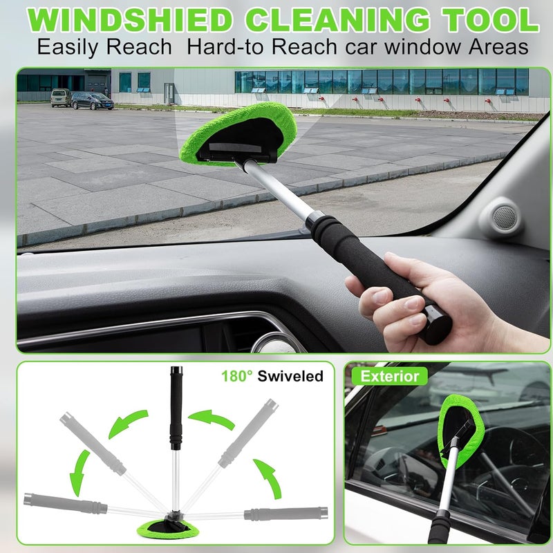 Viewsun Green Windshield Cleaner Tool, 17Pcs Car Interior Cleaning Kit, Detailing Kit Interior Cleaner, Car Detailing Brushes, Cleaning Gel, Inside Cleaning Accessories for Trucks, SUVs, RVs Window - Image 2